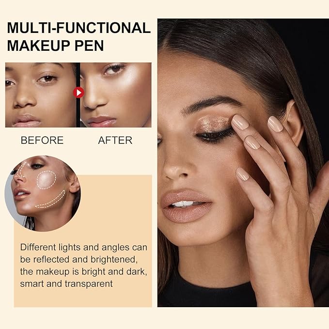 Contour Beauty Wand, Liquid Face Concealer Contouring Highlighter Blusher Stick with Cushion Applicator, Long Lasting Smooth Natural Matte Finish, Lightweight Blendable Super Silky Cream Contour Stick (02# Peach Pink)