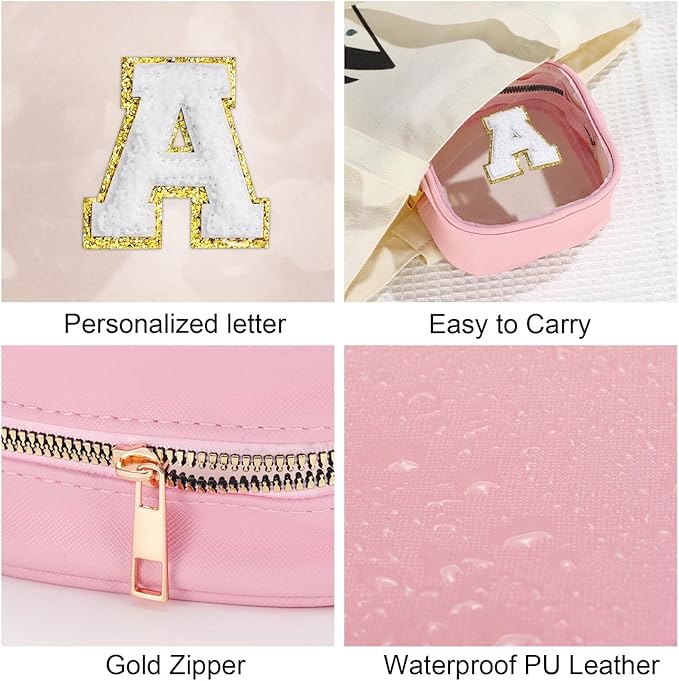 YOOLIFE Mini Makeup Bag | Clear Makeup Bag Toiletry Case | Travel Transparent Cosmetic Bag | Portable Make Up Organizer | Small Cosmetic Bag for Purse | Teacher Daughter Gifts | Pink D