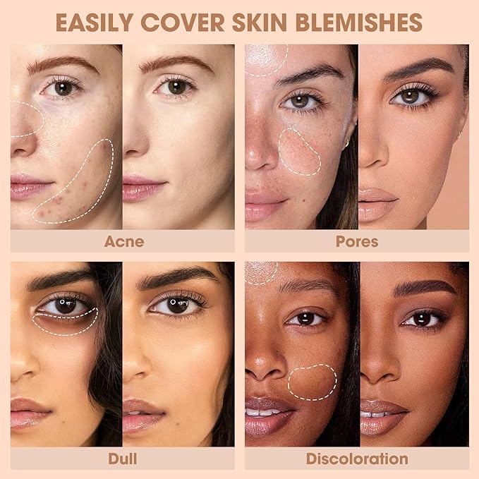 Cream Concealer Full Coverage Makeup, Matte Color Correcting Concealer with Brush, Waterproof, Conceals Blemish, Pores and Spots, Under Eye Makeup Concealer for Dark Circles (#01 IVORY WHITE)