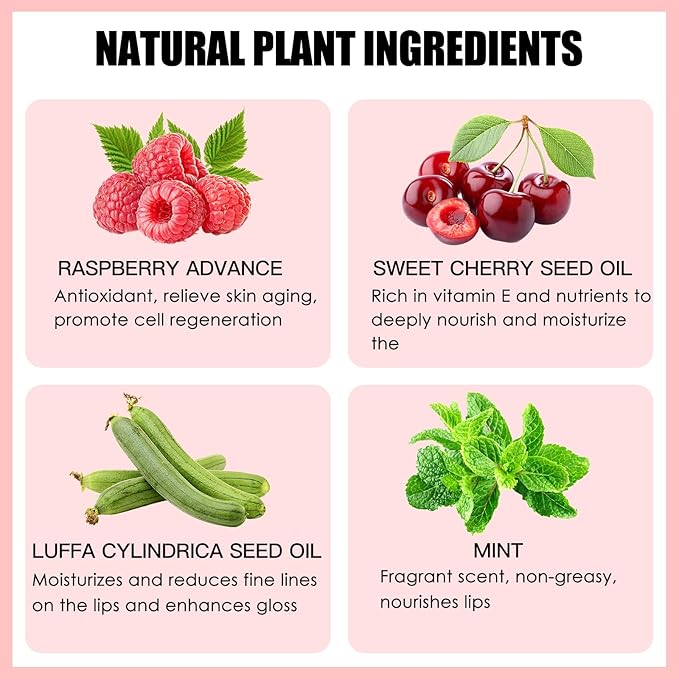 2PCS Lip Oil Set, Hydrating Lip Glow Oil Lip Plumper Gloss, Tinted Lip Oils Transparent Long Lasting Non-sticky Lip Gloss, Plumping Lip Gloss Lip Care Kit (Raspberry & Pink)