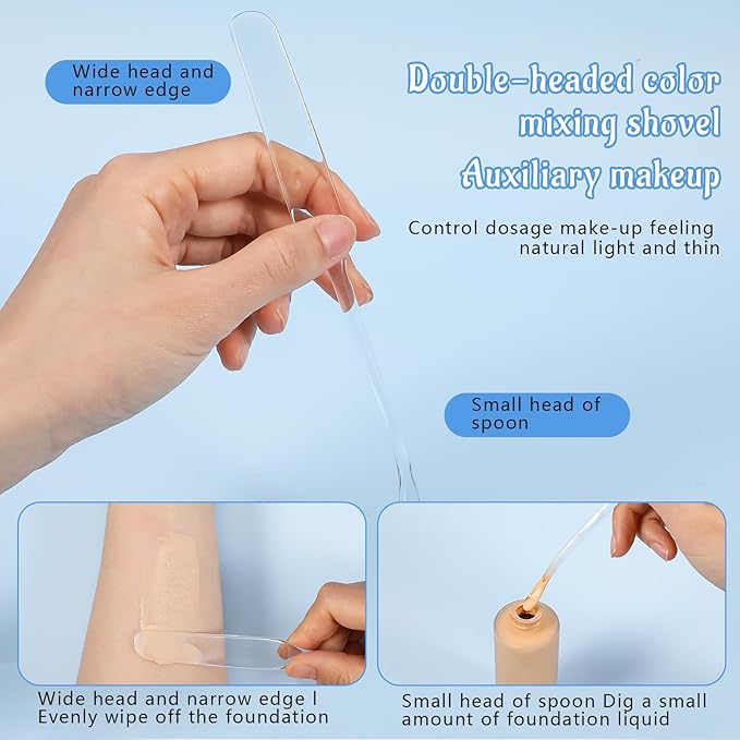 ASTER Clear Makeup Mixing Palette, Hand-Held Makeup Palette Tray for Liquid Foundation, Nail Art Manicure Palette with Mixing Shovel, Acrylic Palette Pigment Palette for Makeup Artist and Beginner