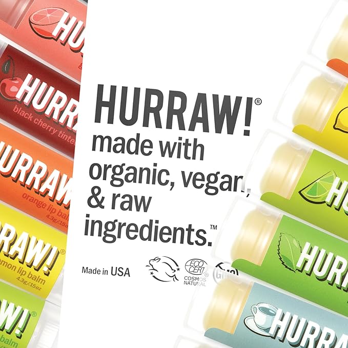 Hurraw! Unscented Lip Balm, 3 Pack: Organic, Certified Vegan, Cruelty and Gluten Free. Non-GMO, 100% Natural Ingredients. Bee, Shea, Soy and Palm Free. Made in USA