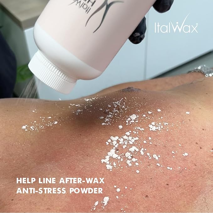Italwax Help Line Anti-Stress Powder 3.17 oz (90g) – Calamine Soothing Formula – Reduces Redness After Waxing – Protects and Calms Sensitive Skin – for Professional and Home Use