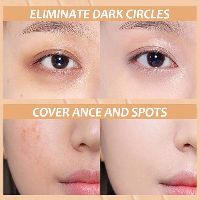 6 Colors Correcting Concealer Palette, Makeup Cream Contour Palette with Brush, Contouring Foundation Highlighting Concealer Palette for Conceals Dark Circles, Redness, Acne, Blemish (E)