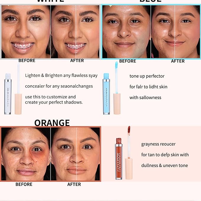 MAEPEOR Liquid Conceal Contour 7 Colors Cream Lightweight Liquid Concealer Contour Makeup for Concealing Blemishes, Brighten Dark Circles (Color 07 Yellow)