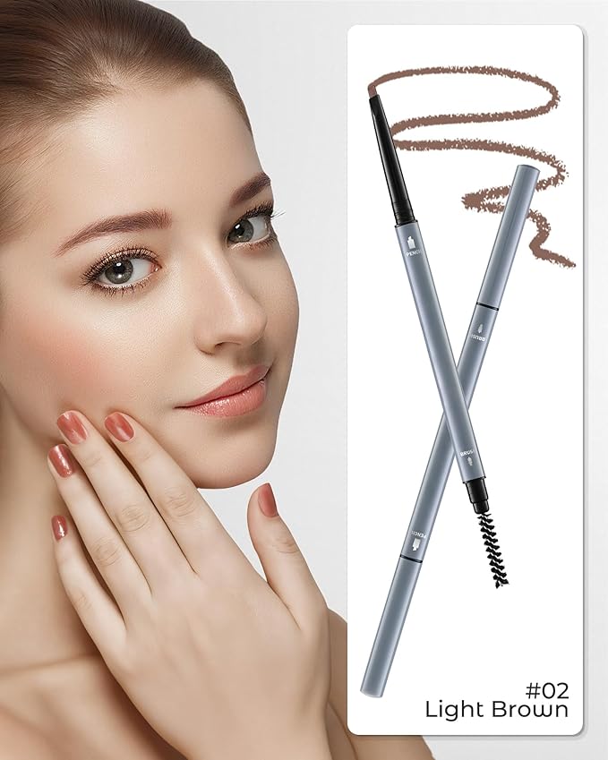 12Pcs Microblading Eyebrow Pencils Light Brown Waterproof Eye Brow Pencil w/Eye Brow Razor & Scissors Kit 0.5mm Ultra-Fine Tip Creates Hair-Like Strokes for Women Effortless Natural Brows