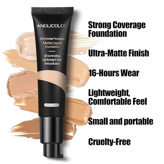 Matte Oil Control Concealer Foundation Flawless Soft Long Lasting Foundation Makeup,Waterproof Full Coverage Face Makeup Strong Concealer Foundation for Oily Acne Skin (#105 Sand)