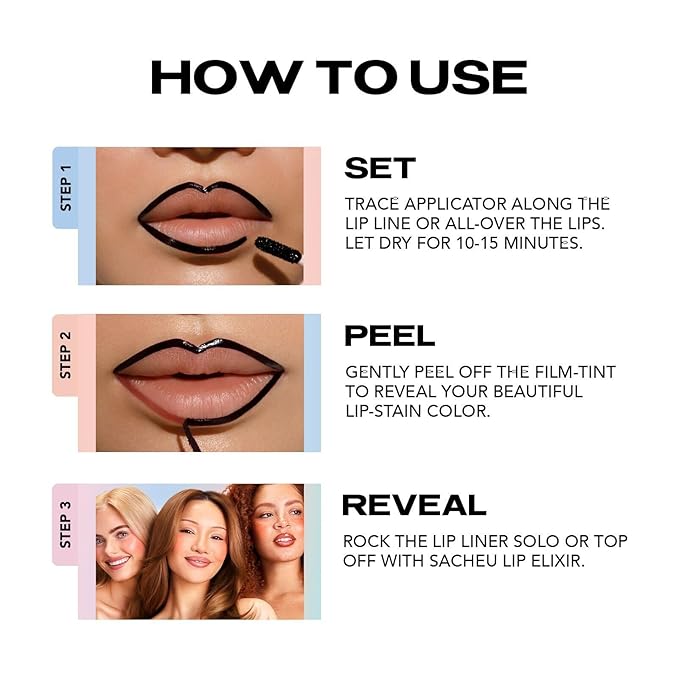 Sacheu Lip Liner STAY-N Peel Off Lip Stain — Long Lasting Matte Lip Tattoo Transfer Proof Lipstain Infused with Hyaluronic Acid & Vitamin E for All Skin Types — Vegan & Cruelty-Free, MUAH-VE