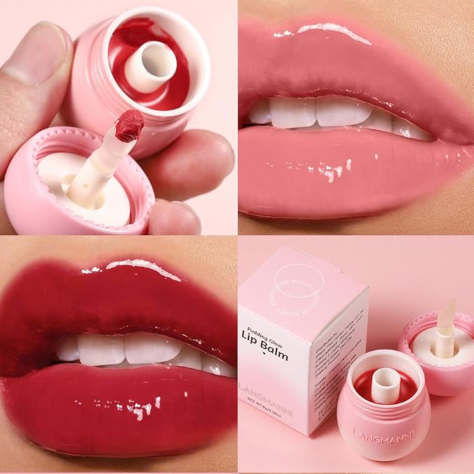 Glow Lip Balm,Moisturizing Lip Balm For Dry,Chapped Lips, Hydrating Lip Balm Repair Lip Sleeping Mask,Nourish & Hydrate Shine Glossy Lip Gloss,Not Sticky Tinted Lip Balm Lip Care (5# Wine Red)