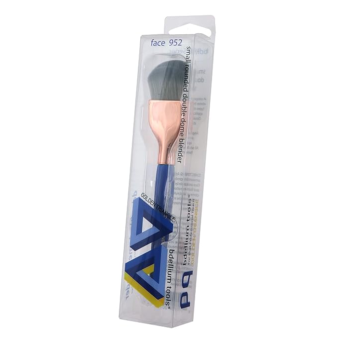 Bdellium Tools Professional Makeup Brush - Golden Triangle 952 Small Rounded Double Dome Blender - With All Vegan and Soft Synthetic Fibers, For Application & Blending (Blue, 1pc)