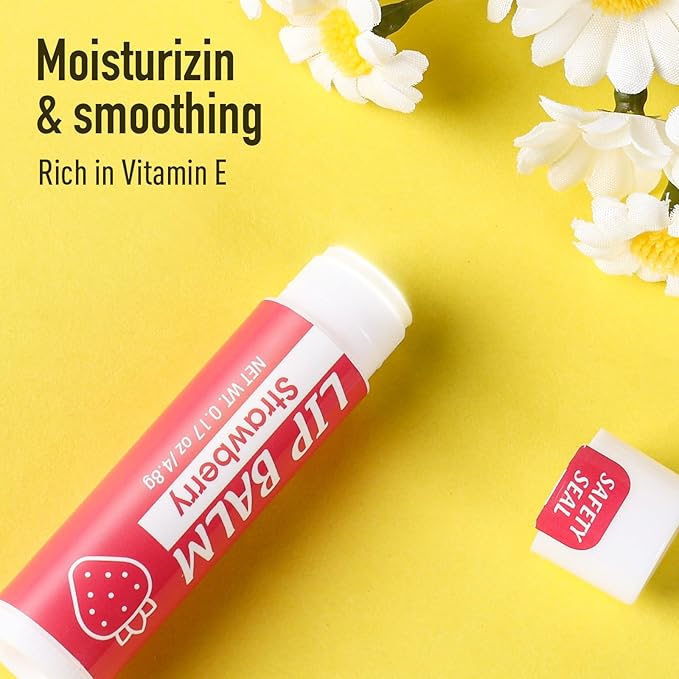 128 Pack Lip Balm, Natural Lip Balm Bulk with Vitamin E and Coconut Oil, Moisturizing Lip Balm for Dry Cracked Lips, Lip Balm for Stocking Stuffers - 8 Flavors