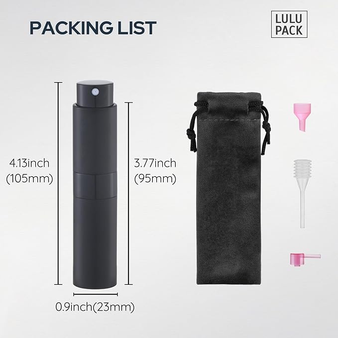 Travel Perfume Bottle Refillable - Cologne Spray Atomizer Mini - Small Travel Size Sprayer Empty for Refill Sample Container - Portable Fragrance Decant Dispenser for Men Women 8ml 4PCS Black