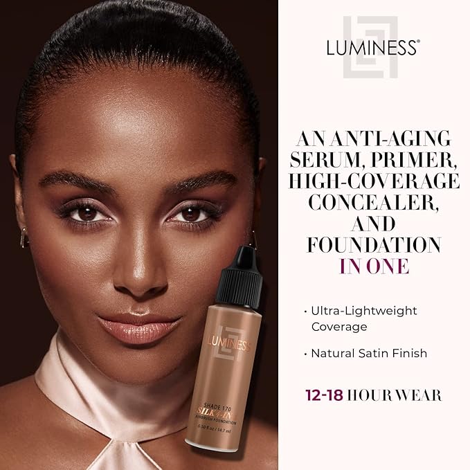 Luminess Air Silk 4-In-1 Airbrush Foundation- Foundation, Shade 170 (.5 Fl Oz) - Sheer to Medium Coverage - Anti-Aging Formula Hydrates and Moisturizes - Professional Makeup Kit for Cordless Air Brush