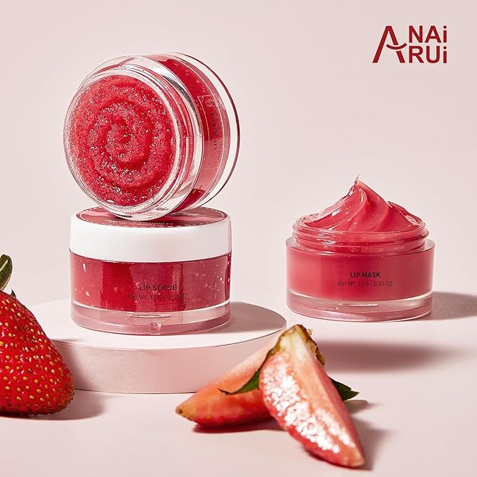 Lip Balm & Moisturizer Set, Lip Scrub & Lip Sleeping Mask- Overnight Treatment Lip Care Products | Moisturize & Nourish, Dry Cracked Lips, Intense Hydration with Vitamin C