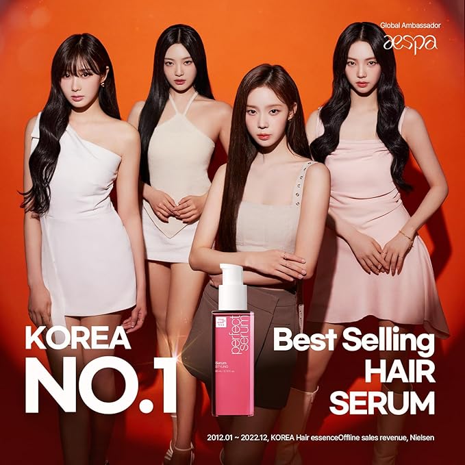 Mise En Scene Perfect Styling Serum for Heat Damage Protection - Hair Serum for holding Bounce, Hair Essence for Long Lasting Curl, Powdery Scent, with Argan Oils, 2.70 fl. Oz
