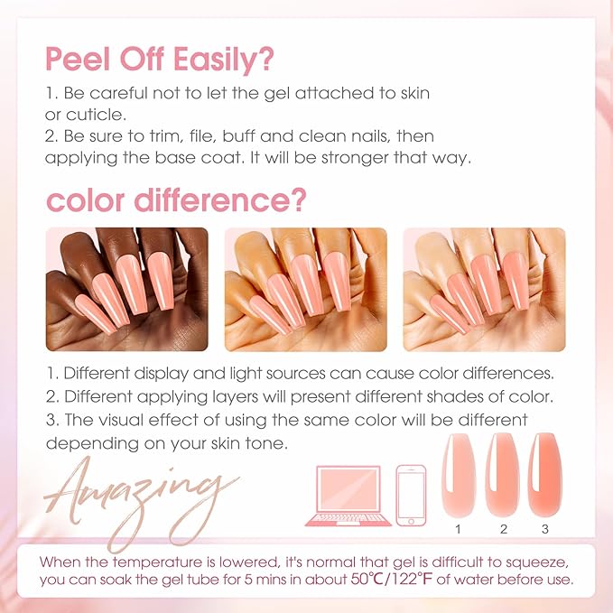 ROSALIND Poly Nail Gel Kit -14 Colors +72 Nail Art Accessories kit Nude Pink Poly Nails Gel Kit Starter Kit with Mini UV Lamp Slip Solution Basic Poly Nail Art Tools for Beginners with Everything