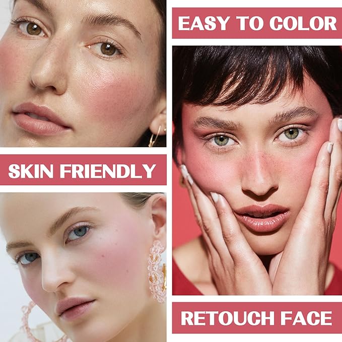 2Pcs Cream Blush Makeup Stick,Monochromatic Multi-Stick Face Blush for Cheek,Lip and Eye,Matte and Dewy Finish for Long Wearing,Easy Application.DITTO