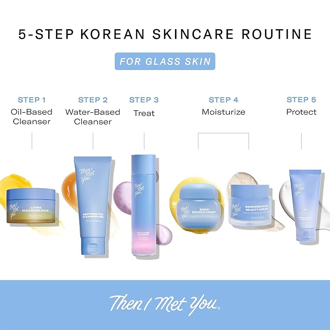 Then I Met You Soothing Tea Cleansing Gel, Hydrating Water-Based Face Cleanser with Fermented Rice Water & Green Tea, Vegan & Clean Skincare, 3.38 oz