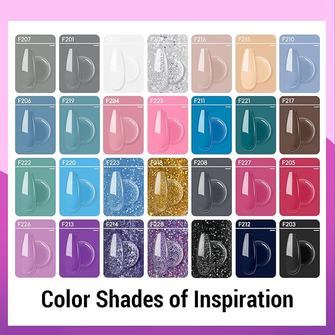 JEWHITENY Poly Gel Nail Kit 28 Colors Nude Gray Glitter with Nail Lamp Base Top Coats Builder Gel All-In-One Set Ideal for Designs DIY At Home Need U V Lamp Curing
