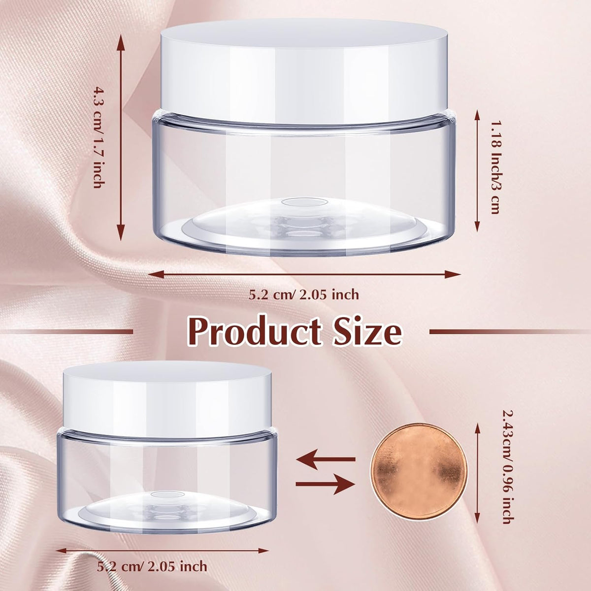 SATINIOR 100 Pcs Plastic Jars with Lids Small Containers Lids Wide Mouth Small Plastic Containers for Lotion Cream Rhinestones Body Butters Travel Storage (2 oz,White)