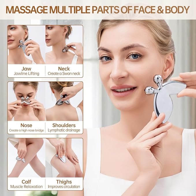 Ice Face Roller-3D Butterfly roller for Women,Stainless Steel Gua Sha Facial Massager Tool for Skin Tightening,2-in-1 Body Gua Sha Massager Tool for Muscle Ache&Lymphatic Drainage,Butterfly Decoration