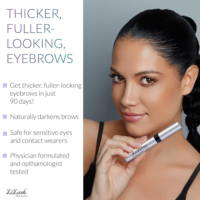 LiBrow Purified Eyebrow Physician-Formulated Serum for Fuller & Thicker Looking Eyebrows | Natural Eyebrow Enhancer Safe for Sensitive Skin | 90-Day Supply (3ml)