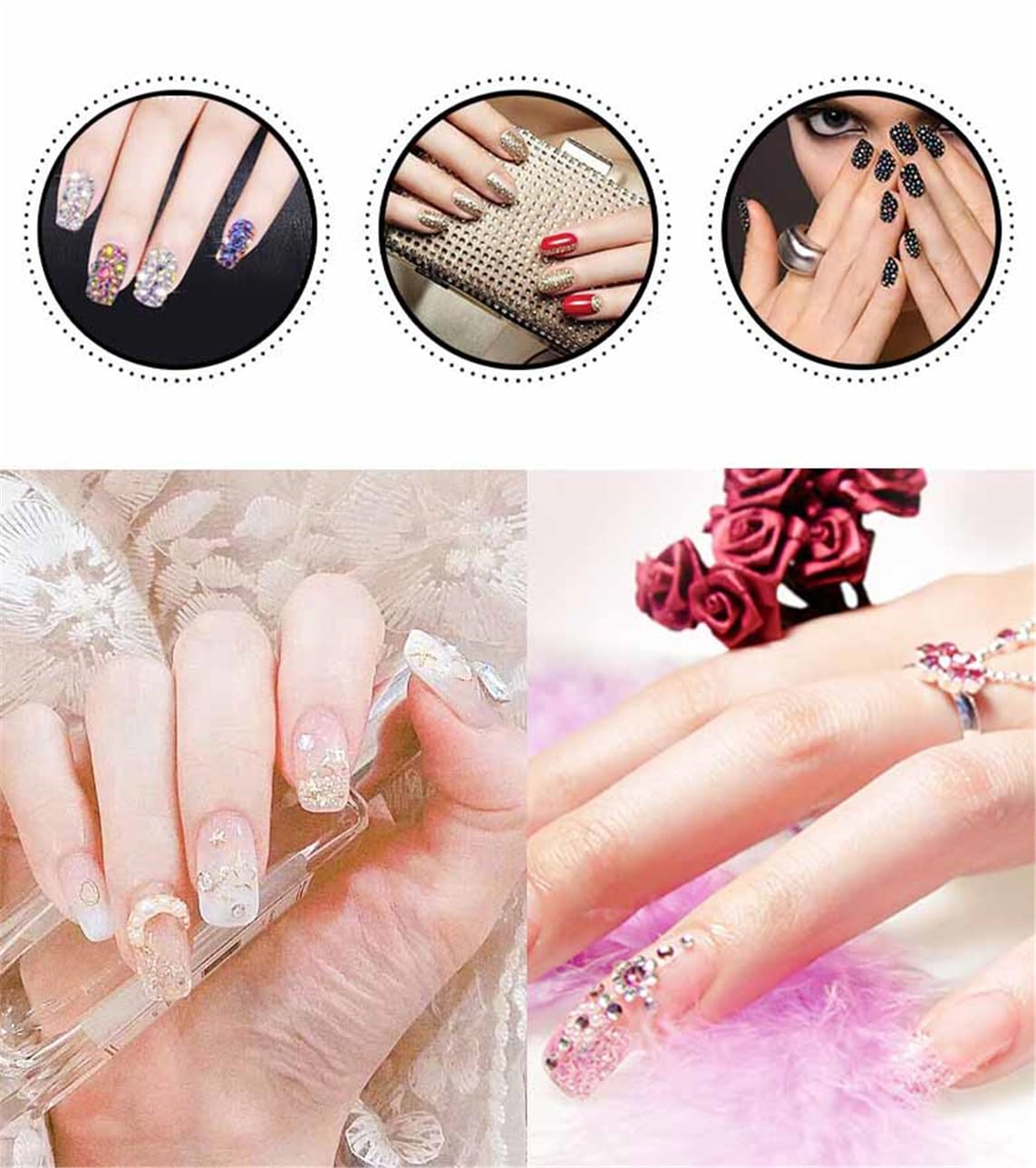 1440 Pcs SS20 5mm Flatback Rhinestones for Nails Art Crafts Glitter Round Shine Gems AB Crystals DIY Clothes Shoes （Dark Purple AB）