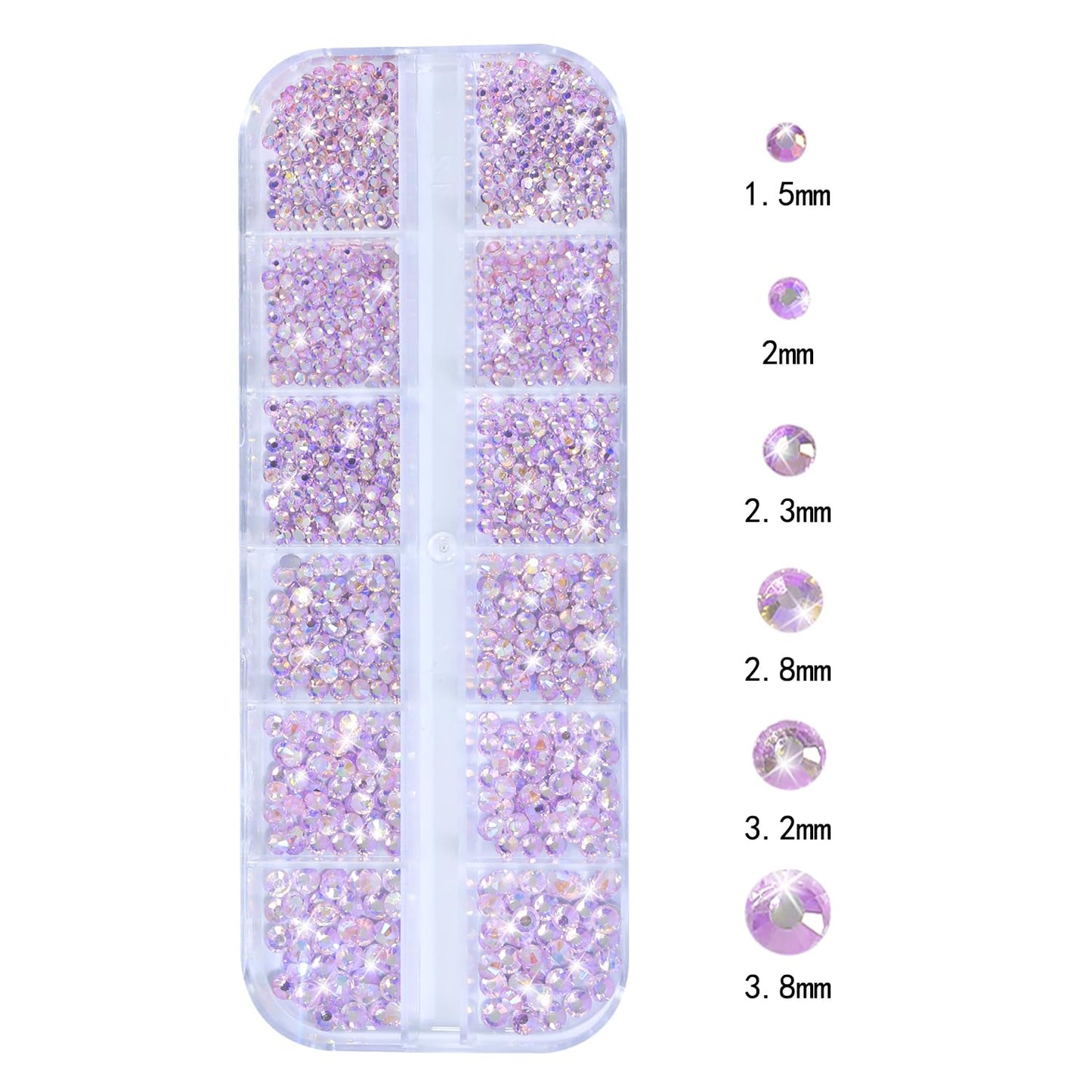 HNUIX Nail Rhinestones - 1600pcs 3D Multi Shape Size Crystal, Pink AB Nail Gems, Flat Back, with Kit, for Nail Art, DIY Decorations