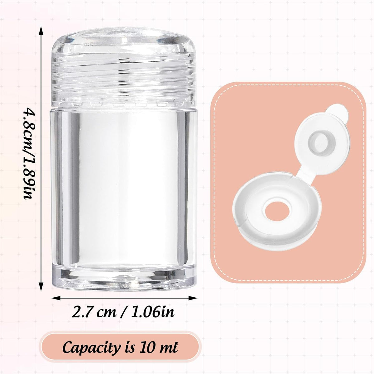 RAYNAG 6 Pieces Mini Empty Loose Powder Bottle, Travel Size Glitter Containers Eye Shadow Powder Shaker Bottle with Sifter and Lids (Single hole)