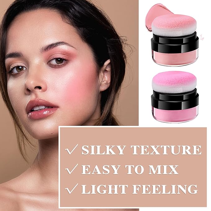 2 Colors Blush Stick,Multi-Use Cream Blush,Waterproofing Highly Pigmented Makeup Stick,Moisturizing Makeup Cream Set A6