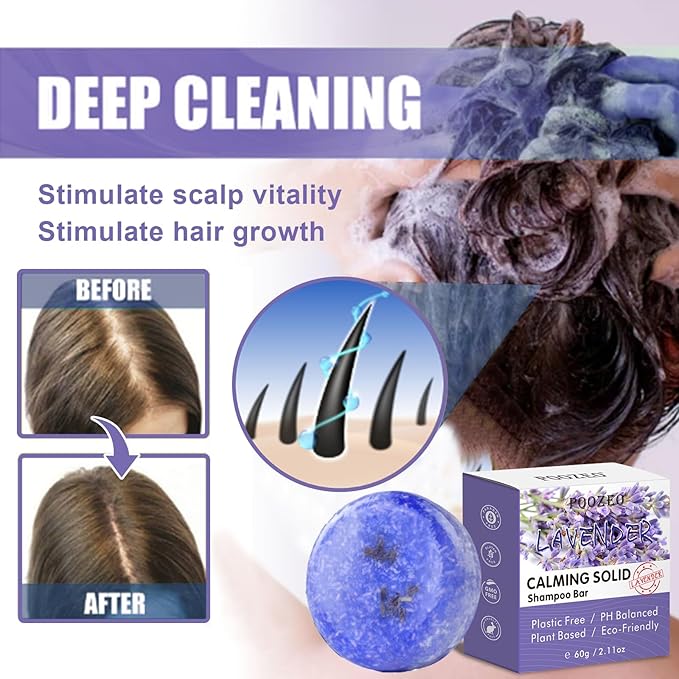 2 Pack Lavender Shampoo Bar,Solid Hair Bar And Conditioner Effect Hair Soap,Organic Shampoo Bars For Hair With All Natural Plant Based Essential Oils,Stocking Stuffers,Gifts for Women