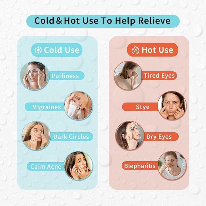 2PCS Cooling Eye Mask Gel Eye Mask, Reusable Hot Cold Therapy cold eye mask for Post Surgery, Puffiness, Dark Circles, Eye Bags, Dry Eyes, Migraines with Soft Plush Backing (Heart+Snowflake)