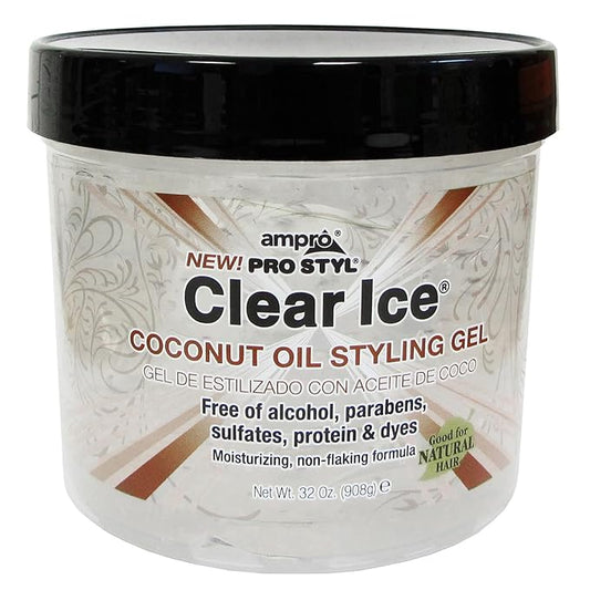 Ampro Pro Styl Coconut Styling Gel - Moisturizes and Conditions Your Strands - Non-Flaking, Alcohol Free, Vegan Formula - Flexible, Touchable Hold for All Hair Types - 32 oz