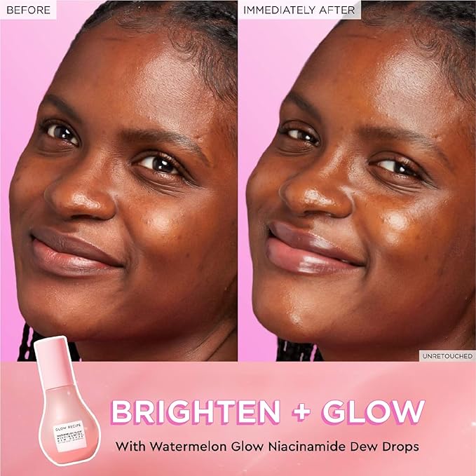 Glow Recipe Watermelon Niacinamide Dew Drops, Travel Size - Brightening, Plumping Hydrating Face Serum, Makeup Primer + Liquid Highlighter with Hyaluronic Acid - Dewy & Glowing Korean Skin Care (15ml)
