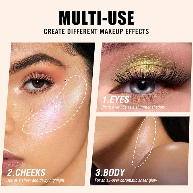 Highlighter Makeup Palette Shimmer Contour Palette Powder for Brighten Face Contour Gold Cheek Highlight Makeup, Long Lasting Highlighter Powder with Mirror for Illuminator Makeup (NUDE PINK)