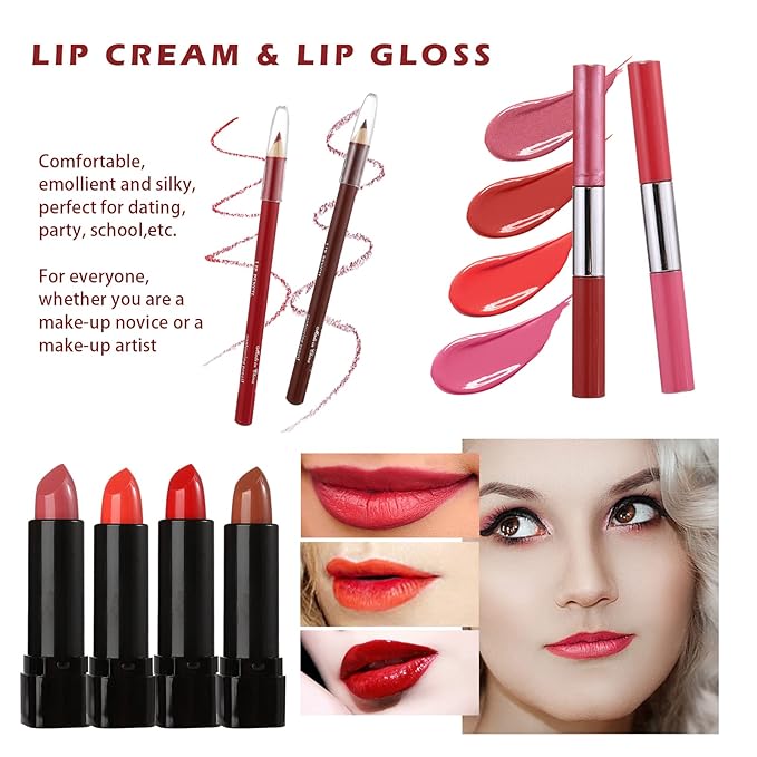 All in One Makeup Kit for Teens, 106 Pcs Professional Makeup Kit for Women Full Kit, Include Eyeshadow Palette, Lipstick Set, Concealer, Foundation, Lipgloss, Makeup Brush(Red)