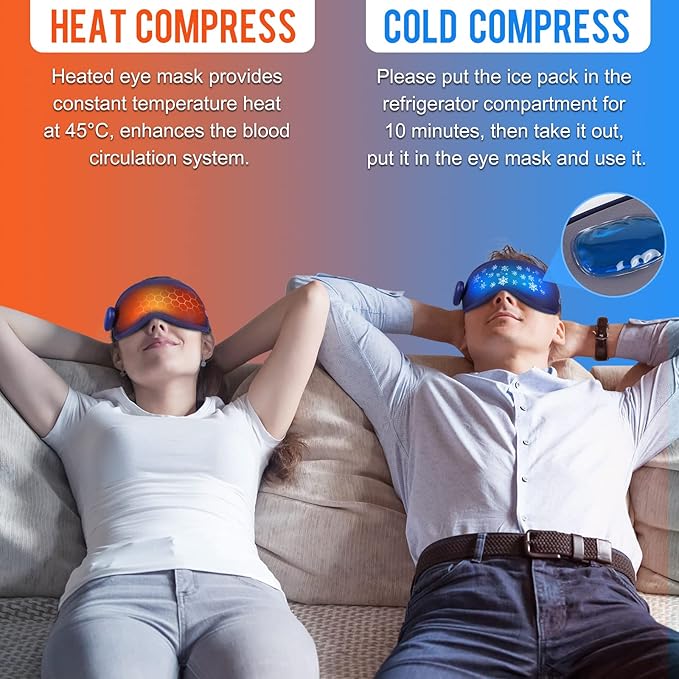 Heated Eye Mask, USB Eye Mask for Dry Eyes, Sleep Mask for Men Women, Portable Professional Electric Warm Eye