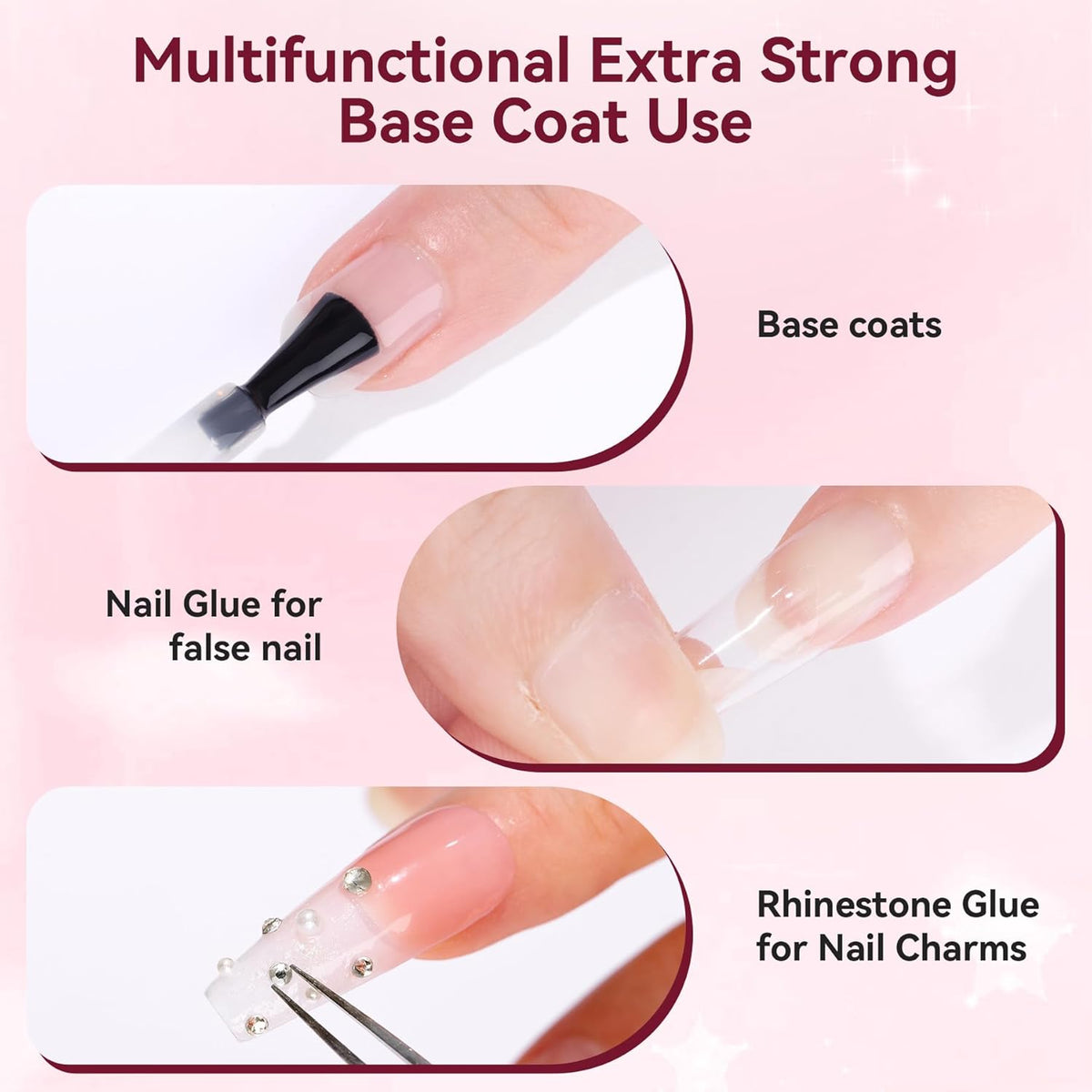 Makartt Base Coat Nail Polish 15ml – Extra Strong, Long-Lasting Gel Base Coat & Nail Glue for Small Nail Charms, Press-On Nails, UV/LED Lamp Required, Clear Foundation for Salon & DIY Home Use