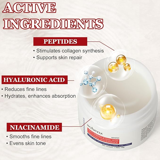 SINPIN aobenz Anti Aging Moisturizer Face Cream for Women & Men - Night Cream for Face & Neck | All Skin Types | Niacinamide + Hyaluronic Acid | Firming, Tightening, Anti Wrinkle, 1.76FL (1PCS)