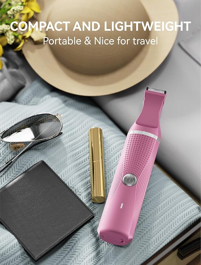 3-in-1 Electric Razor for Women - Waterproof Bikini Trimmer,Rechargeable Electric Shaver for Lady,Pubic Hair Trimmer Women,Personal Trimmer Groomer for Body Hair (Rose Red, RR-1)