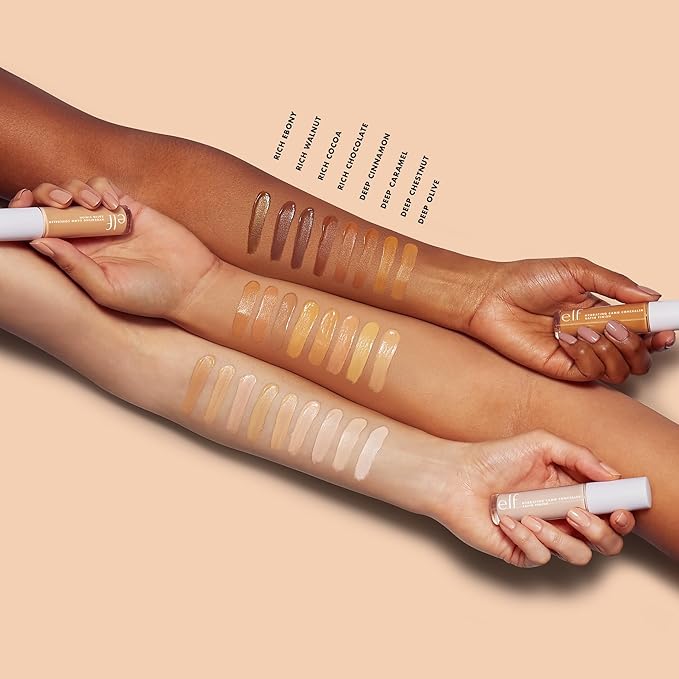 e.l.f. Hydrating Camo Concealer, Lightweight, Full Coverage, Long Lasting, Conceals, Corrects, Covers, Hydrates, Highlights, Rich Ebony, Satin Finish, 25 Shades, All-Day Wear, 0.20 Fl Oz