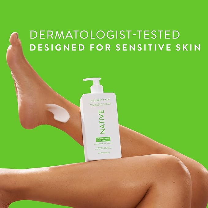 Native Body Lotion Contains Naturally Derived Plant-Based Moisturizers for Women and Men | Restores Dry Skin, Cucumber & Mint, 16.5 fl oz