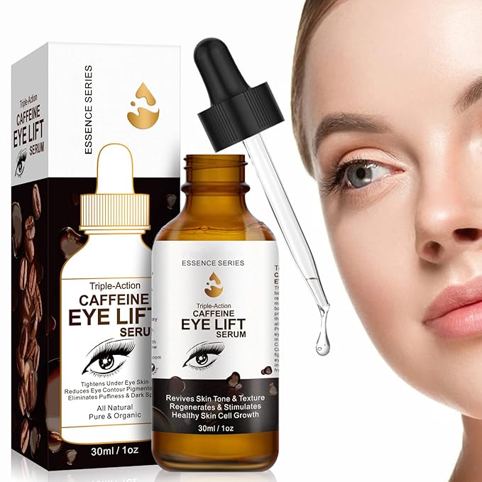 2 PCS Caffeine Eye Serum - Eye Cream for Dark Circles and Puffiness, with EGCG, Ascorbic Acid, Collagen, Caffeine Eye Lift Serum Reduces Under Eye Bags Wrinkles and Fine Lines- 2 oz/60 ml