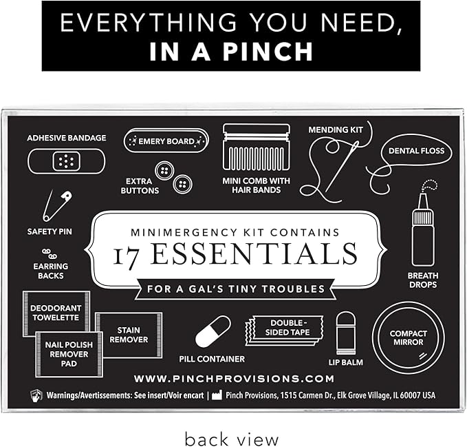 Pinch Provisions Rosé Minimergency Kit, includes 17 Travel-Sized Cosmetic Essentials, Convenient for Purses, Emergency Beauty Accessories, Gifts for Holiday’s & Birthday’s