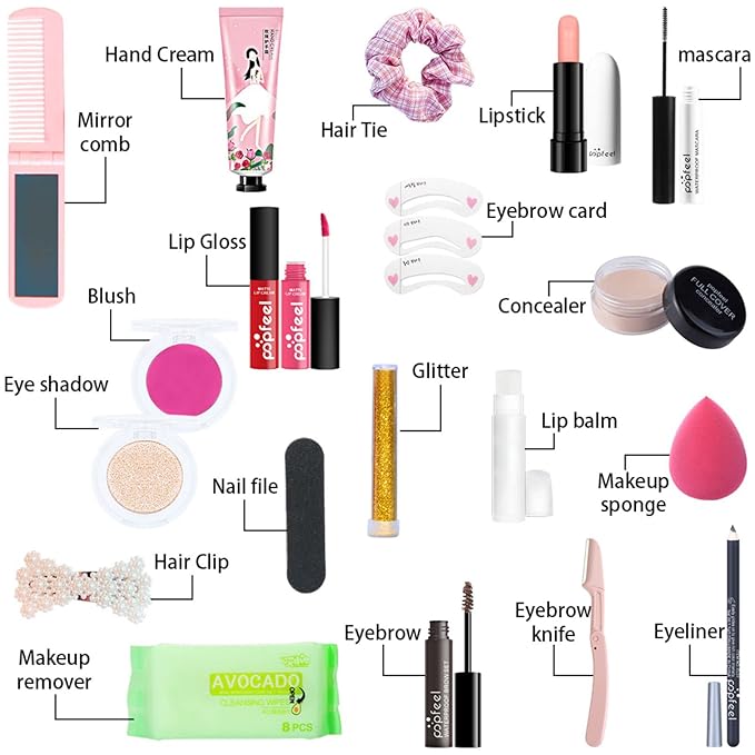 All-in-one Holiday Make up Gift Set | Makeup Kit for Women Full Kit Essential Starter Bundle Include Eyeshadow Palette Lipstick Blush Foundation Concealer Face Powder Mascara Lipgloss Brush