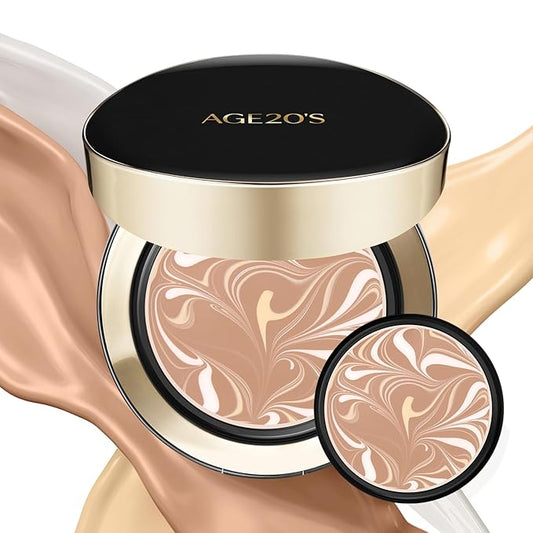 AGE20'S Signature Essence Pact SPF 50+ | Pack of 2 | 25N SAND | Cream Foundation, Dewy Finish, Natural Coverage | Korean Cushion Foundation