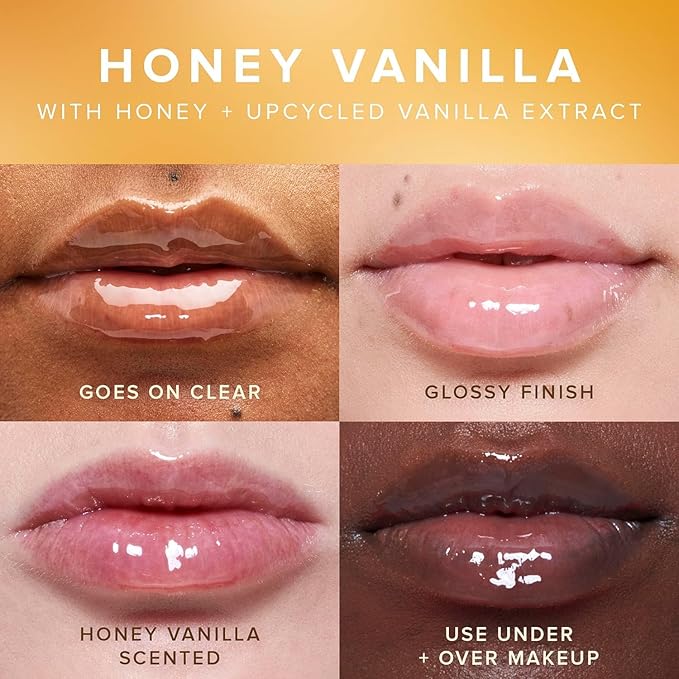 Farmacy Peptide Lip Balm - Lip Smoothie Hydrating Lip Balm with Vitamin C to Visibly Plump + Smooth Lip Lines - Nourishing Lip Treatment with a High-Gloss Finish - Honey Vanilla (10g)