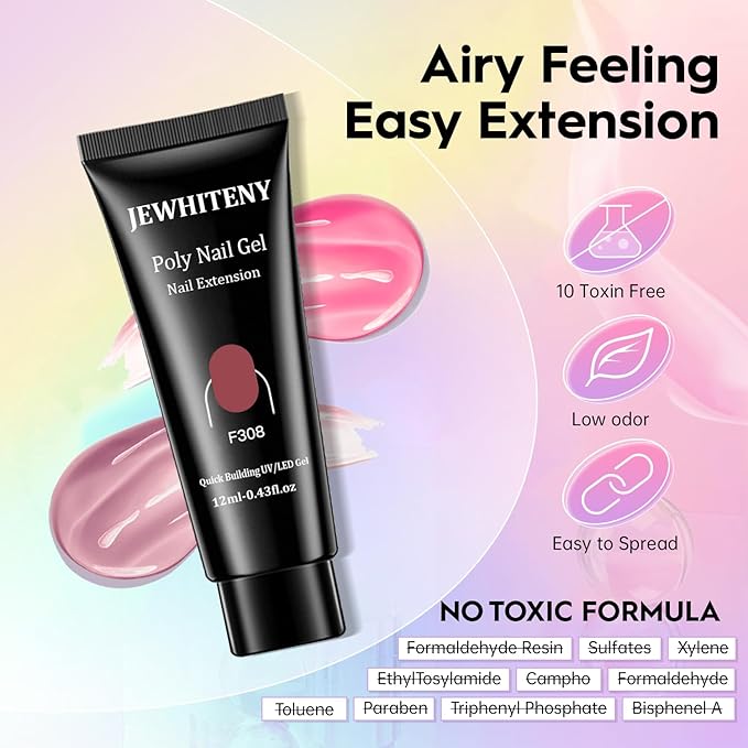 JEWHITENY 14 Colors Poly Gel Nail Kit 27 Colors Gel Nail Polish Kit With U V Light All In One Nail Art Starter Kit Suitable For All Seasons