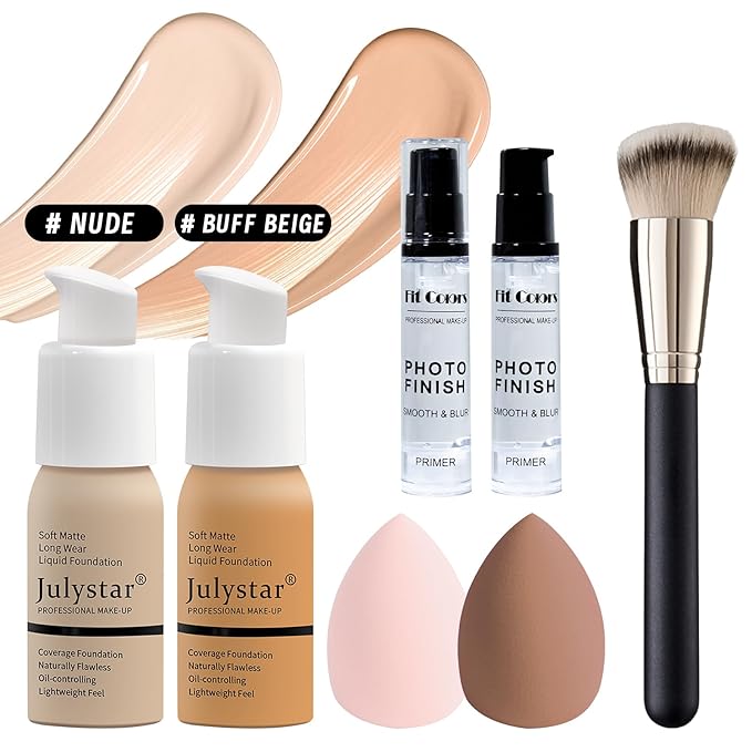Full Makeup Set Kit for Women Girls Teens, Makeup Present Set, Foundation Face Primer, Eyeshadow Eyeliner Eyebrow Pencil Soap Mascara, Counter Stick Liquid Lipsticks, Brush & Sponges