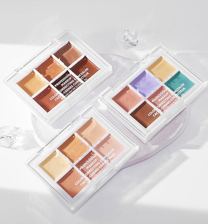 Color Correcting Concealer Palette 6 Colors Lightweight Smooth Correcting Contour Cream Makeup Palette (Color 03)